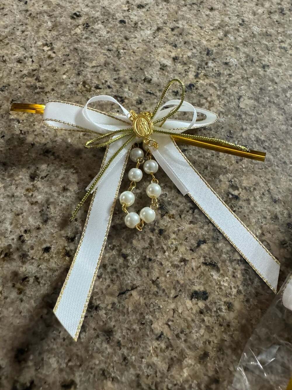 Satin Ribbon Rosary Baptism Favors 16 Pcs